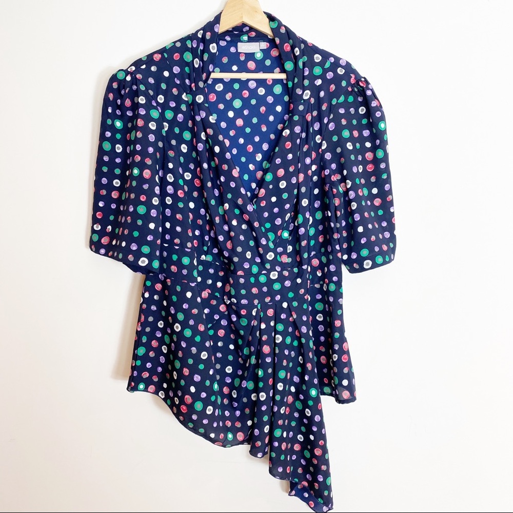 Eshakti navy Blue and white top poka dots size 1X